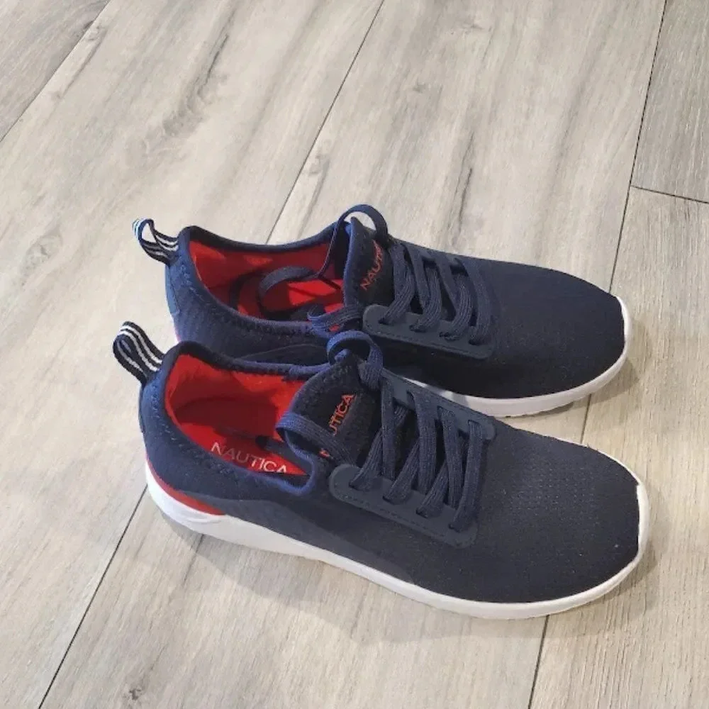 Nautica boys Blue Lace Up Pull On Comfort Sneaker Size 3